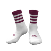 Kids GAA Midi Socks Maroon White Hoops